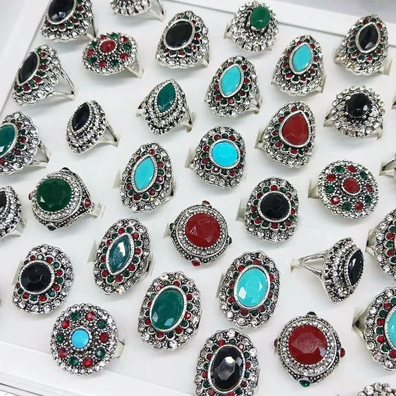 GKNET 24pcs Wholesale Lots Mixed Color Delicate Jewelry Alloy Women Rings