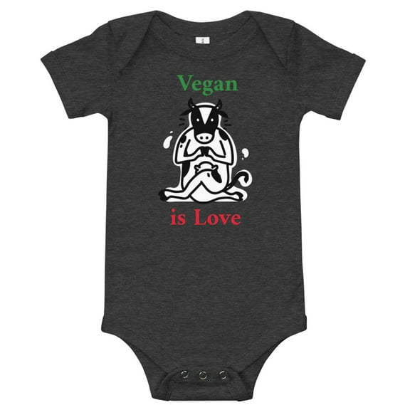 Vegan Is Love Baby Short Sleeve One Piece | Graphic Onesie | Cute Baby One Piece