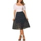 thumbnail image 2 of Falda Midi A-Line Floral Print Chiffon Vintage Verano para Mujeres S Azul Marino, 2 of 6