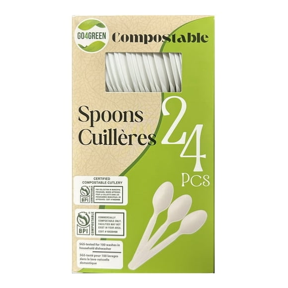 Go4Green Compostable Spoons, 24 Pieces