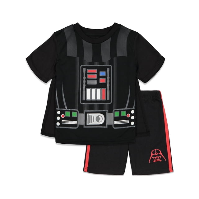 Disfraz, camiseta, pantalones cortos y capa de STAR WARS, Darth Vader, niño de 8 años