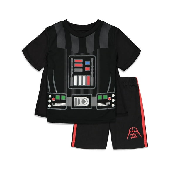 Disfraz, camiseta, pantalones cortos y capa de STAR WARS, Darth Vader, niño de 8 años