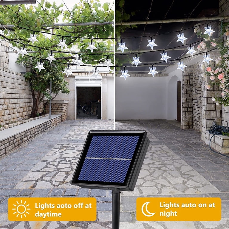 Whimsigoth Decor Solar String Lights Outdoor Star Oon Sun 13Ft 153In ...