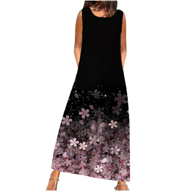 Estampado Casual Verano Cuello Redondo Vestido Floral Manga Corta Mujer Bolsillo Vestido Mujer Vestido Largo Pompotops ghjkhdj12506