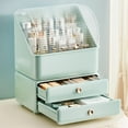 thumbnail image 2 of EDOEMSE Modern Makeup Storage, Waterproof and Dustproof Makeup Organizer and Storage Cosmetics Organizer Box for Countertop with Lid & Drawers, Green, 2 of 6