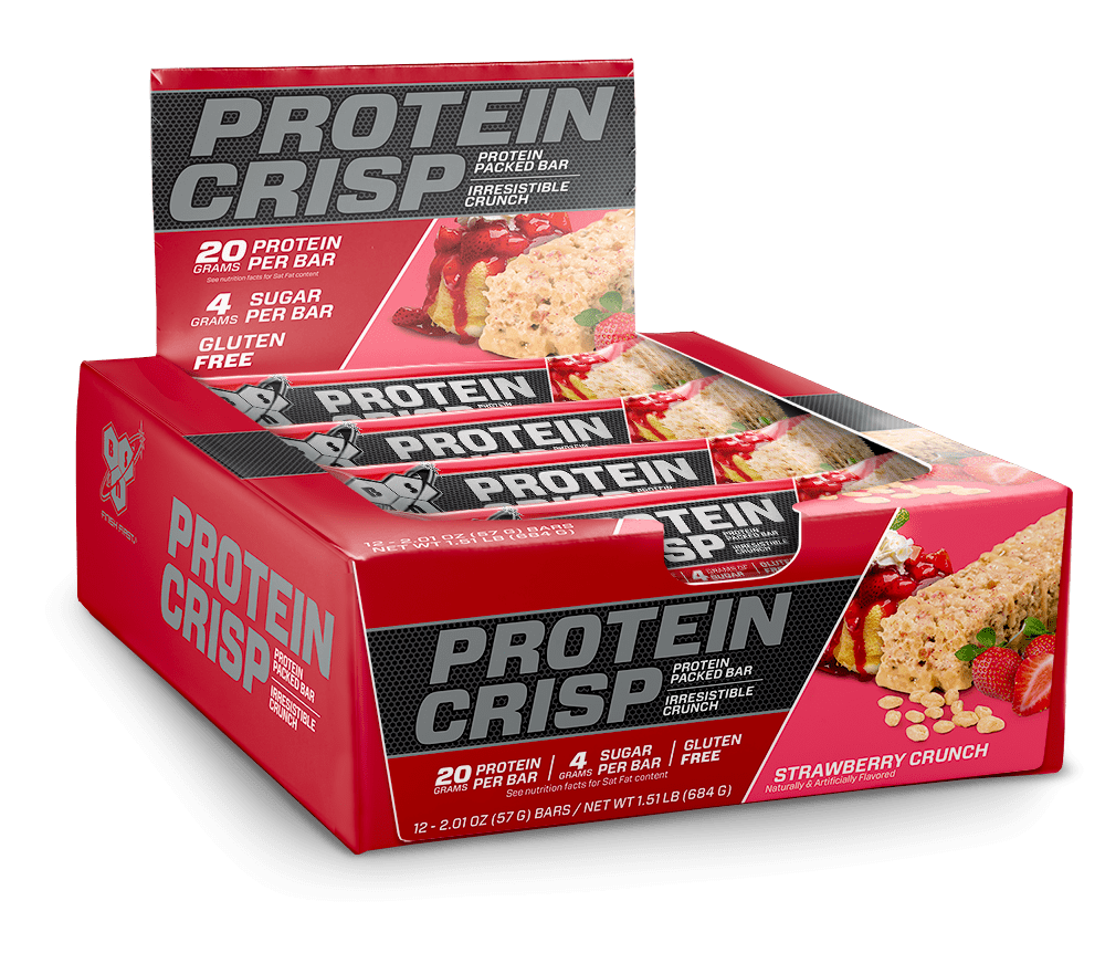 BSN Protein Crisp Protein Bar, Strawberry Shortcake, 20g Protein, 12 Ct