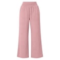 thumbnail image 5 of Women'sm Palazzo Pants Stretchy High Waisted Casual Wide Leg Slacks Summer Beach Lounge Trousers with Pockets Pink S, 5 of 10