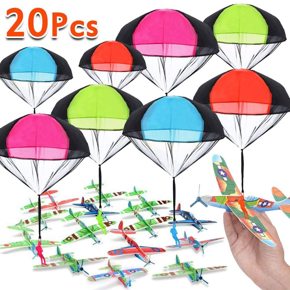 20 Pack Parachute Toy & Glider Planes party favors for kids Outdoor