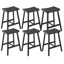 Guyou 26" Counter Height Bar Stools Set of 6 - Backless Saddle Stools with Sturdy Metal Legs for Kitchen Island, Breakfast Bar, Cafe - Antique Grey