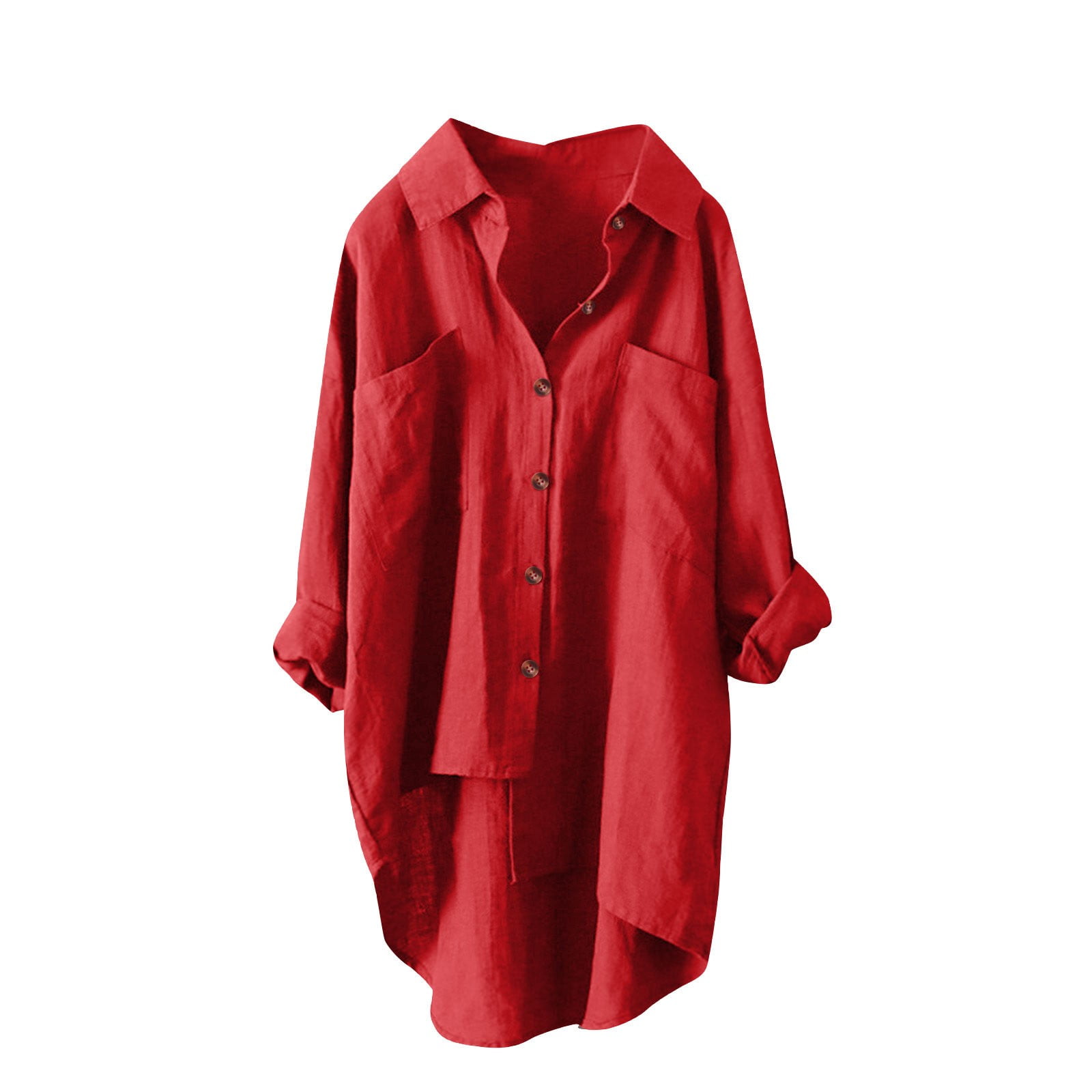 ZHENHONG Oversized Linen T Shirts, Women's Solid Color Shirt