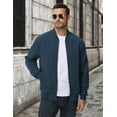 thumbnail image 4 of Xidunhg Men's Casual Varsity Bomber Jacket Lightweight Outerwear Jackets Waffle Zip up Fashion Coat Mist Blue XL, 4 of 6