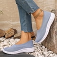 thumbnail image 4 of Women's Breathable Knit Loafers Casual Low Top Slip On Sneakers Wedge Comfortable Non Slip Dress Shoes Blue Size 7, 4 of 6