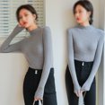 thumbnail image 4 of Chemises Décontractées à Manches Longues pour Femmes Ajustées Basiques Légères T-Shirts Unis, 4 of 5