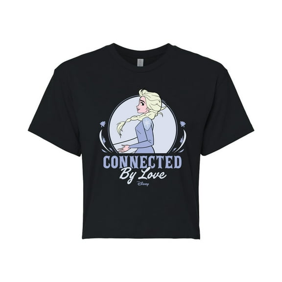 Disney Frozen 2 - Connected By Love Elsa - Juniors Cropped Cotton Blend T-Shirt