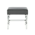 thumbnail image 3 of Inspired Home Nelly Velvet and Acrylic X-Leg Ottoman Stool, Grey, 3 of 8