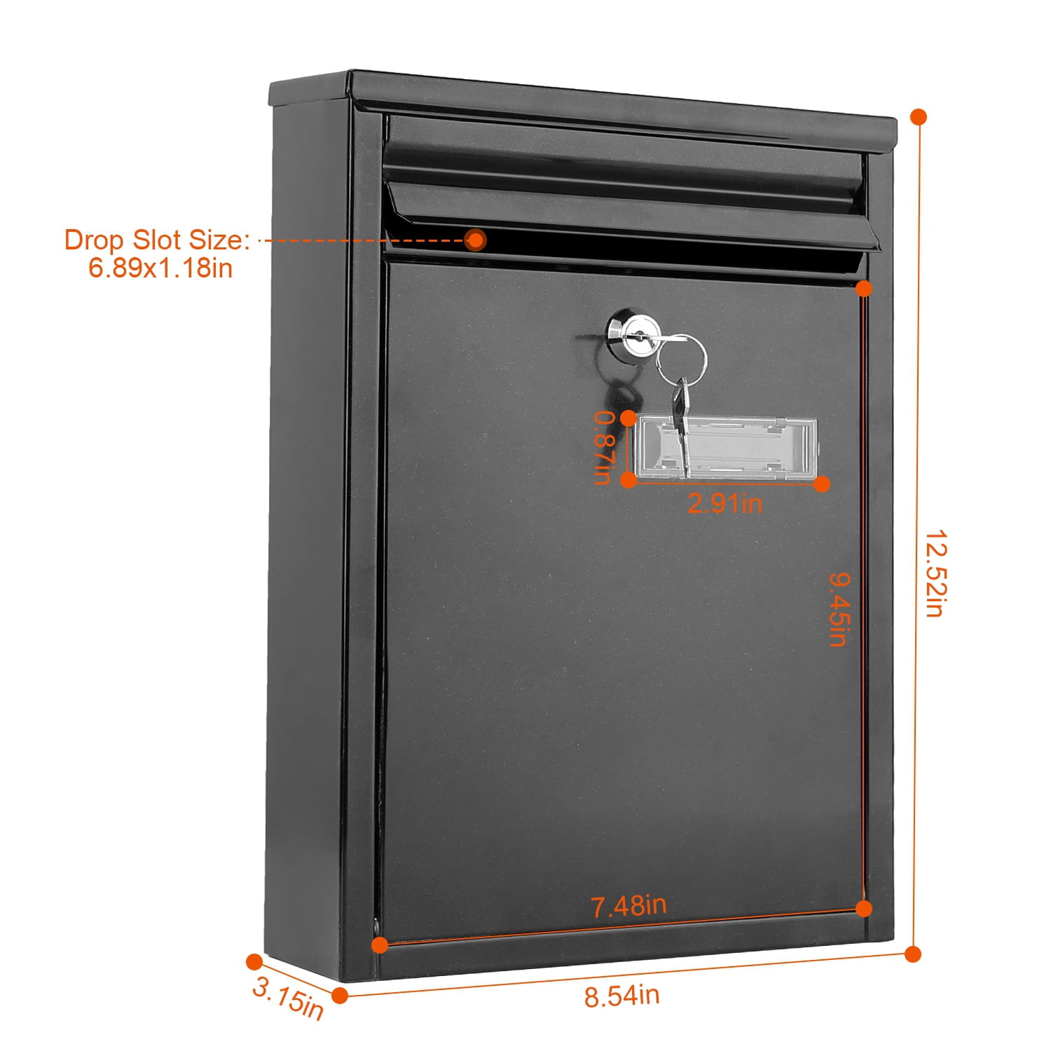 Wall Mailbox with Post,Locking Mailbox with 2 Keys for Outside Home Office