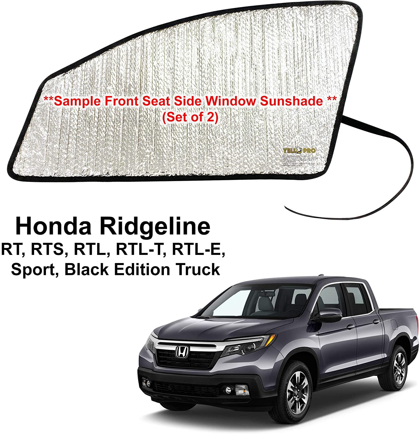 Front Side Window Sunshades for 20172022 Honda Ridgeline Pickup Truck