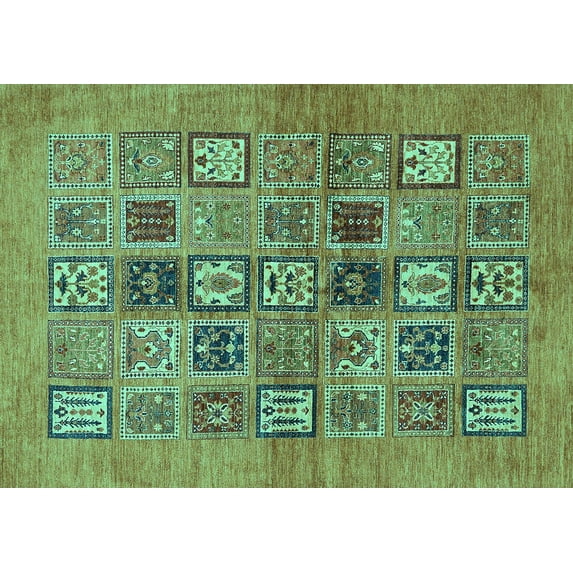 Ahgly Company Indoor Rectangle Abstract Turquoise Blue Modern Area Rugs, 4' x 6'