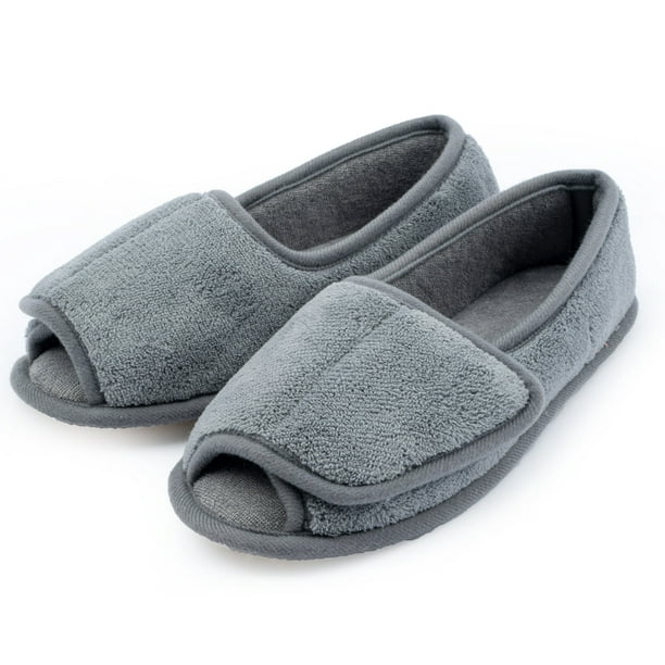 Medaille Lijken Sleutel Diabetic Slippers for Women Memory Foam Arthritis Edema Adjustable Open Toe  Swollen Feet House Shoes, Grey 7 - Walmart.com