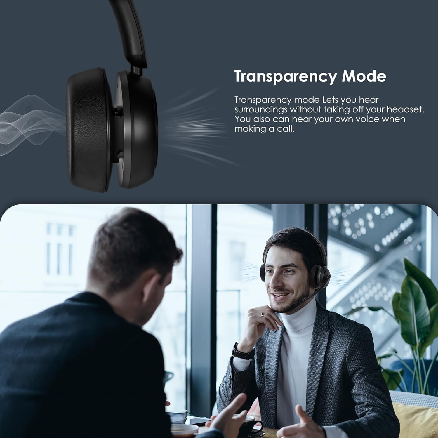Swiifome Computer Bluetooth Wireless Headset V5.4 with ANC & ENC, with QCC USB Dongle, with Flip-to-Mute Microphone for Work from Home/Call Center/Office/PC/Laptop/Computer/Zoom/Teams