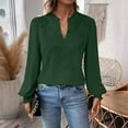 thumbnail image 2 of Women Fashion Solid V Neck Lace Long Sleeve Casual Simple And Comfortable T Shirt Top, 2 of 2