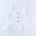 thumbnail image 5 of Godderr Newborn Girls Solid Color Suspender Off-Shoulder Top Shorts Suspender Top Shorts Two-Piece Set 3-24M, 5 of 5