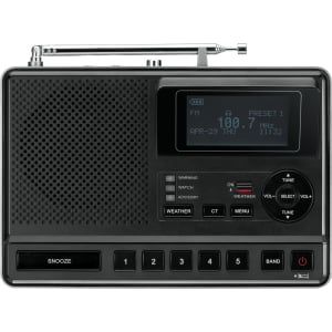Sangean CL-100 S.A.M.E. Tabletop Weather Hazard Alert AM/FM Alarm Clock Radio