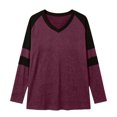 thumbnail image 7 of Aihuaihua Women's V Neck Striped Sleeve Loose Fit Long Sleeve Tunic (Red,XXXXL), 7 of 7