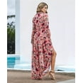 thumbnail image 3 of Parfaitlady Womens Casual Boho Deep V Neck Long Sleeve Long Dress Red S, 3 of 6