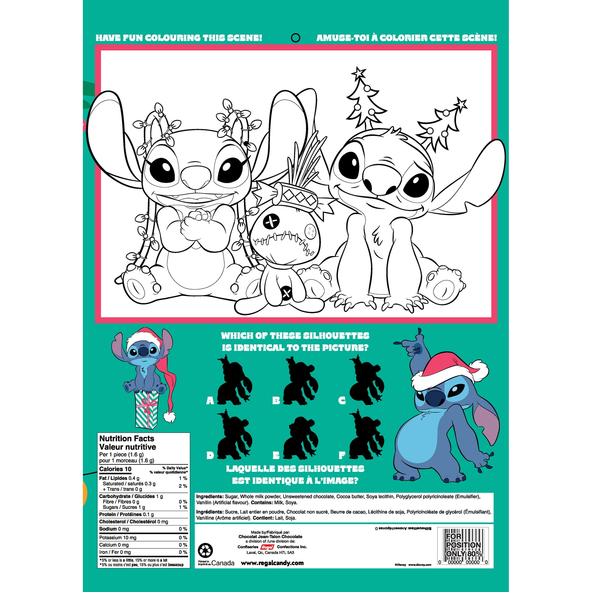 Stitch, Christmas and New Year countdown calendar, 32 days of milk chocolate, 50 g