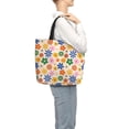 thumbnail image 3 of Sigee Groovy Daisy Flowers Print Large Capacity Zippered Tote Bag - Durable, Stylish and Versatile for Everyday Use, 3 of 9