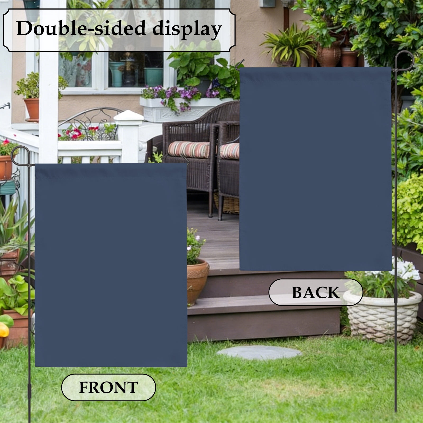 Dark Blue House Flag 28 x 40 Inches, Modern Solid Color Weather Proof Outdoor Patio Flags Double Sided Small House Decoration for Yard Lawn Outside Home