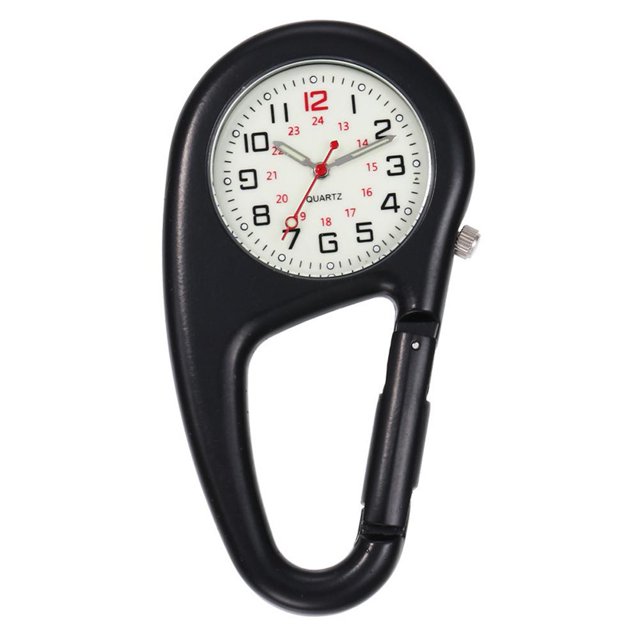 Reloj de bolsillo luminoso TQEHS con mosquetón y clip para escalada negro