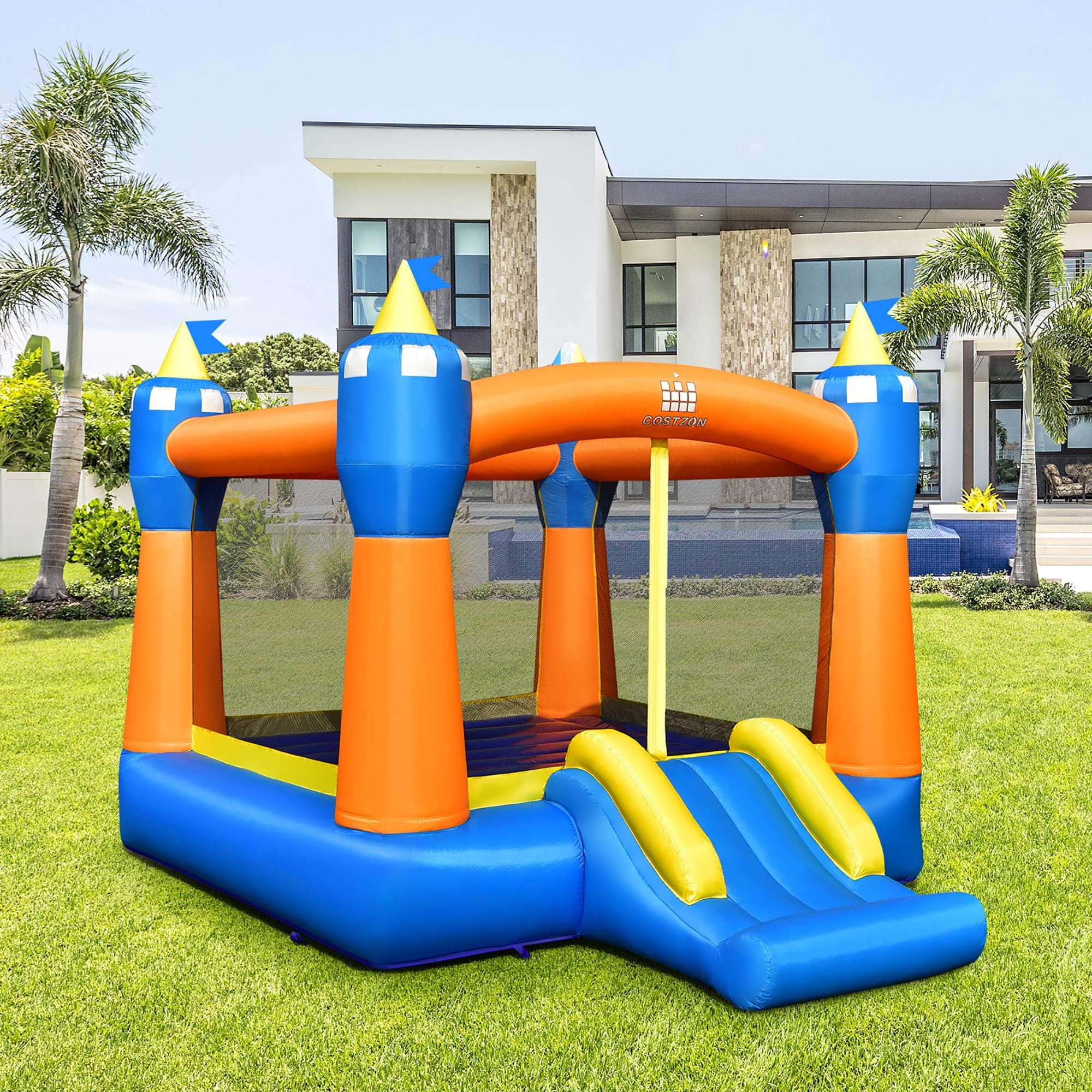 Costway Inflatable Bounce House Kids Magic Castle w/ Large Jumping Area Without Blower
