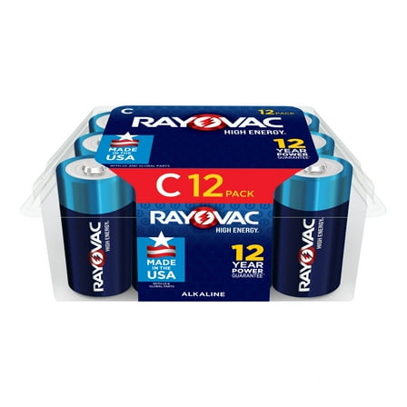 Rayovac High Energy C Batteries (12 Pack), Alkaline C Cell Batteries
