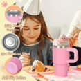 thumbnail image 2 of 14 Oz Tumbler with Handle and Straw for Kids, Stainless Steel Double Wall Vacuum Insulated Cup for Children, 14 Oz Cups for Kids (Pink), 2 of 3