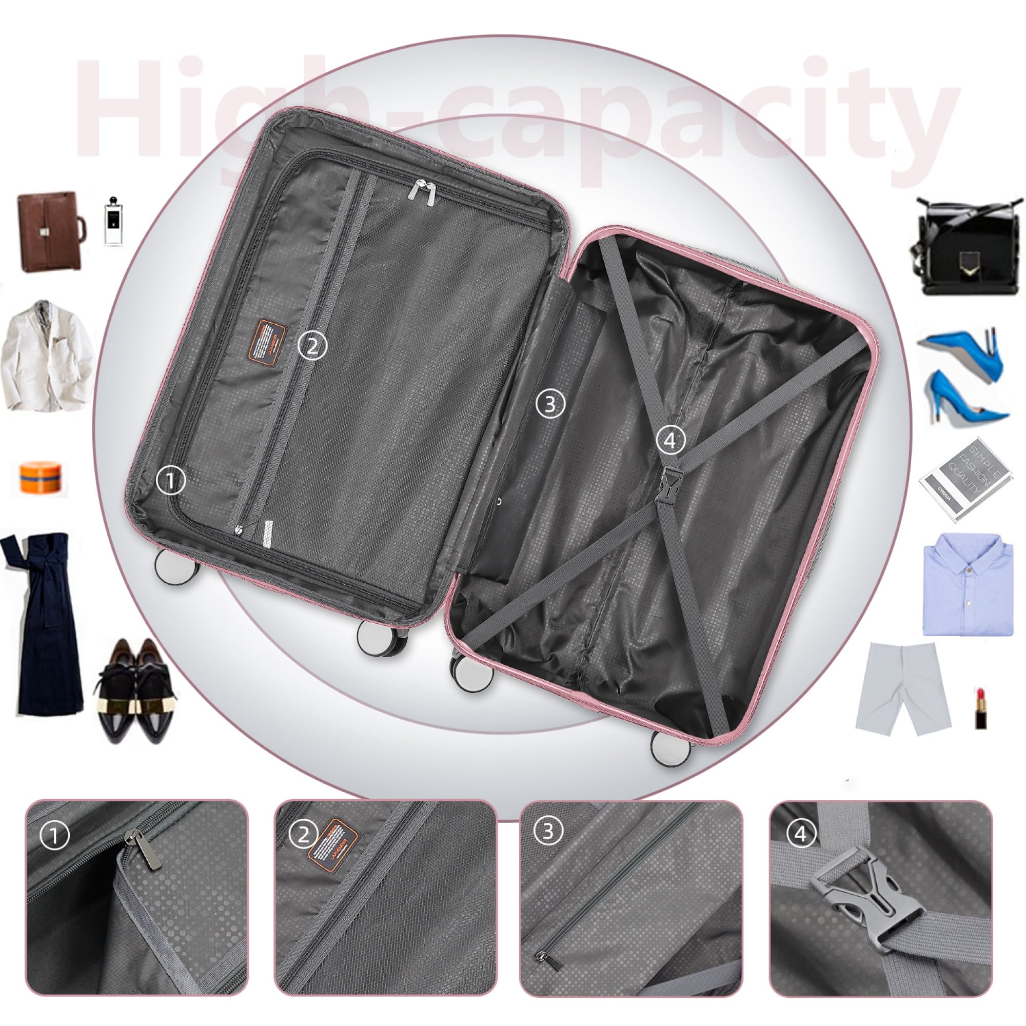 6-Piece Expandable Hardside Luggage Set with Spinner Wheels & TSA Lock - Includes Duffel Bags