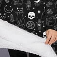 thumbnail image 3 of Oversized Wearable Blanket Hoodie,Black White Gothic Cat Skull Moon Pattern Sherpa Blanket Hoodie with Super Pockets,Super Warm Fuzzy Pullover for Women & Men, 3 of 6