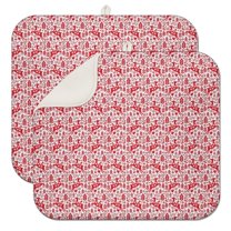 Red Christmas Reindeer Pattern Dish Drying Mat for Kitchen 1 Pack, Ultra Absorbent Microfiber Dishes Drainer Mats,16x18in(41x46cm)
