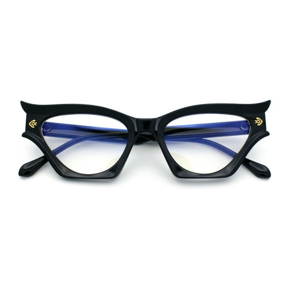 Vintage Golden Era Narrow Cat Eye Luxury Chic Plastic Sunglasses Black - Clear