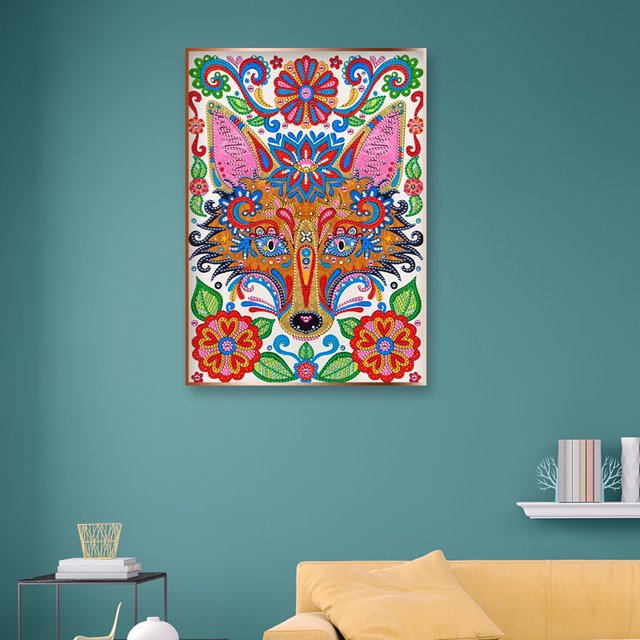 Cuadros Decorativos 5D DIY parte taladro diamante pintura forma especial Fox Rhinestone dibujo Likrtyny embutido en tela