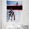 thumbnail image 1 of Americana Decor Tapestry, Baseball American Football Player Running in the Field with Stars Pattern, Wall Hanging for Bedroom Living Room Dorm Decor, 60W X 80L Inches, Multicolor, by Ambesonne, 1 of 2