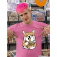 thumbnail image 2 of Corgi Eating Ramen T-Shirt Men -Image by Shutterstock, Male 4X-Large, 2 of 4