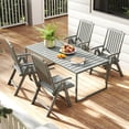 thumbnail image 4 of Costway Foldable Patio Chair with Armrest, Curved Back, Slatted Seat for Backyard Deck Gray, 4 of 9