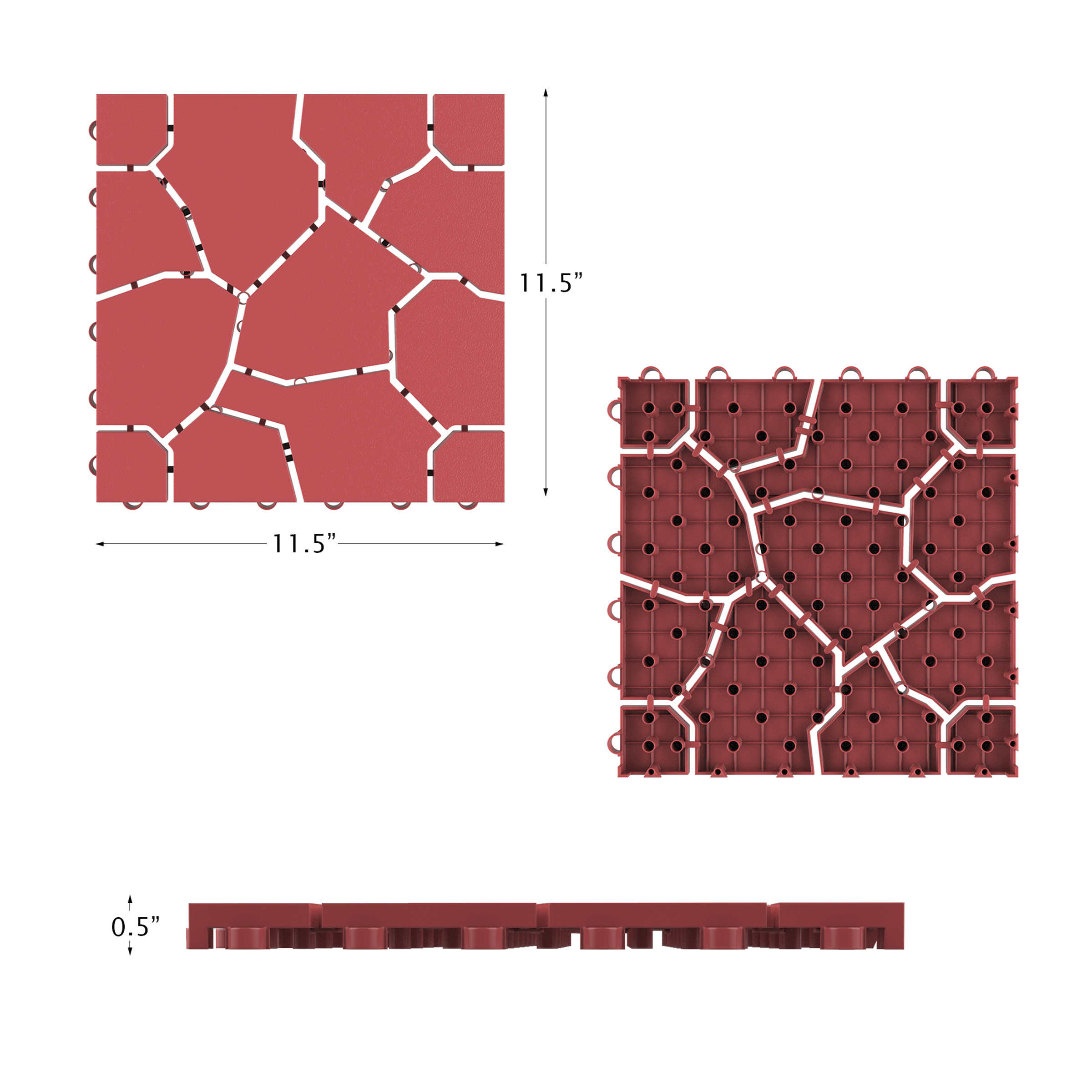 Patio and Deck Tiles 2 Boxes 12 Tiles– Interlocking Brickby Pure Garden (Brick Red)