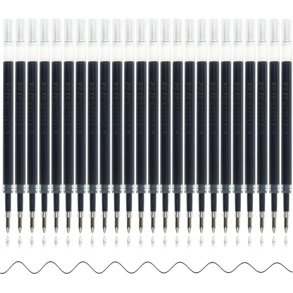 24 count Retractable Black Gel Ink Refills, 0.7 mm Point Black Ink