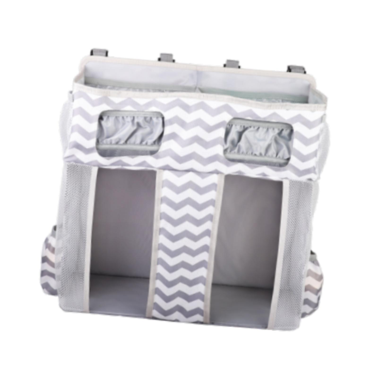 WeiLaiKeQi Hanging Diaper Organizer Spacious Changing Table Playard Baby Diaper Stacker Gray White Stripes