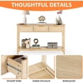 thumbnail image 6 of LAZZO 51“ Boho Rattan Console Table, Narrow Entryway Table with 3 Drawers & Open Shelf, Natural Wood Color, 6 of 9