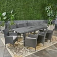 thumbnail image 3 of GDF Studio Aloha Outdoor Acacia Wood and Wicker 7 Piece Expandable Dining Set, Sandblasted Natural, Multibrown, and Beige, 3 of 8