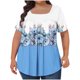 thumbnail image 1 of Tops Cortos para las Mujeres Impreso Cuello de Gran Tamaño Plisado Manga Corta Suelta Superior en Tamaños Más L-5xl, 1 of 4